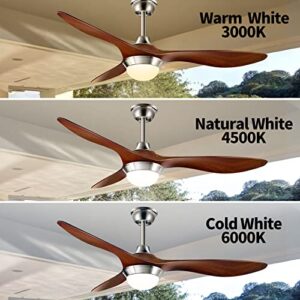 Surtime 52" Modern Ceiling Fans with Light Remote Control, Indoor Outdoor Reversible Ceiling Fan Lamp, Timer Control 6 Wind Speeds Dimmable with Memory Lighting Function for Patios Dining Room(Brown)