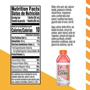 Gatorlyte Zero Electrolyte Beverage, Strawberry Kiwi, Zero Sugar Hydration, Specialized Blend of 5 Electrolytes, No Artificial Sweeteners or Flavors, 20oz Bottles (12 Pack)​