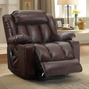 coosleep large power lift recliner chair with massage and heat for elderly, overstuffed wide recliners, breathable leather with breathable microporous, usb ports, 2 cup holders (brown)