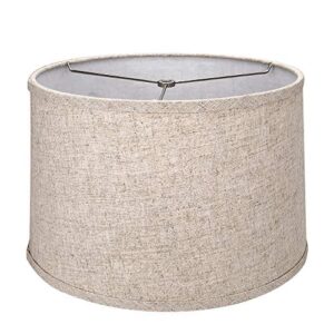 tootoo star brown lamp shade medium drum lampshade for chandeliers floor light and table lamp 13x14x9 inch, natural linen hand crafted, spider
