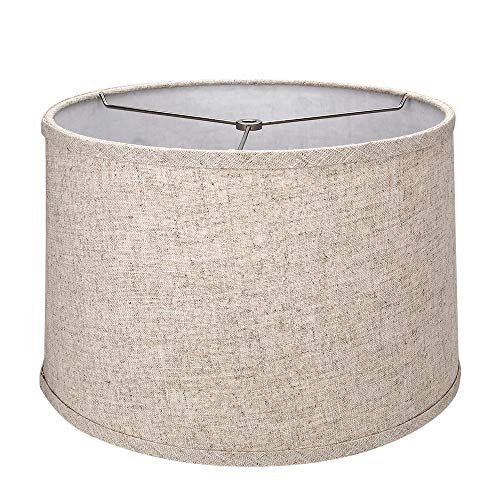 TOOTOO STAR Brown Lamp Shade Medium Drum Lampshade for Chandeliers Floor Light and Table Lamp 13x14x9 inch, Natural Linen Hand Crafted, Spider