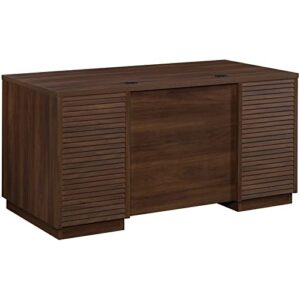 sauder palo alto 60″ wooden double pedestal computer desk in spiced mahogany