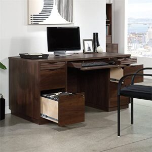 Sauder Palo Alto 60" Wooden Double Pedestal Computer Desk in Spiced Mahogany
