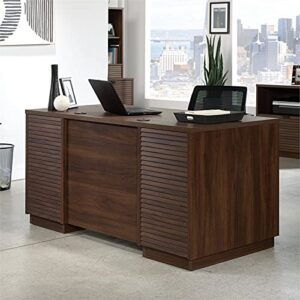 Sauder Palo Alto 60" Wooden Double Pedestal Computer Desk in Spiced Mahogany