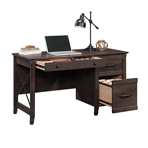 Sauder Carson Forge Pedestal Desk, Rustic Cedar Finish