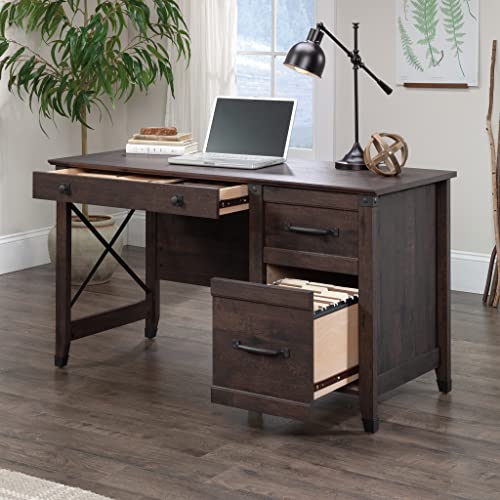 Sauder Carson Forge Pedestal Desk, Rustic Cedar Finish