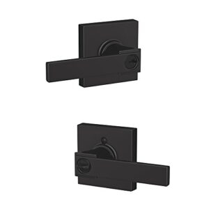 SCHLAGE F51A NBK 622 COL Northbrook Lever with Collins Trim Keyed Entry Lock, Matte Black