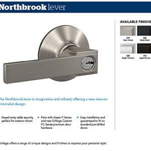 SCHLAGE F51A NBK 622 COL Northbrook Lever with Collins Trim Keyed Entry Lock, Matte Black