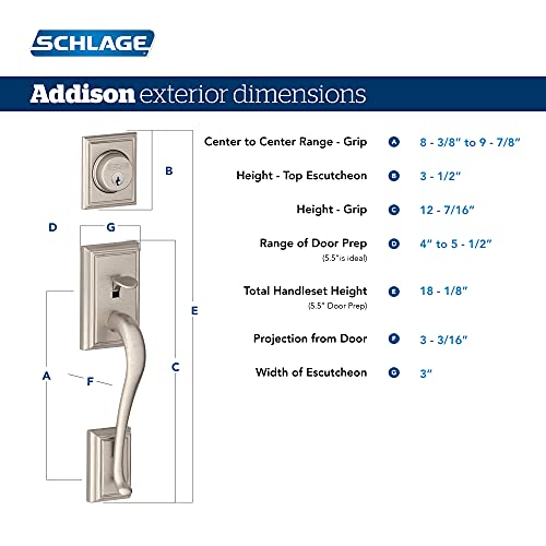 Schlage F58 ADD 505 Addison Exterior Handleset with Deadbolt, Aged Bronze (Exterior Half Only)