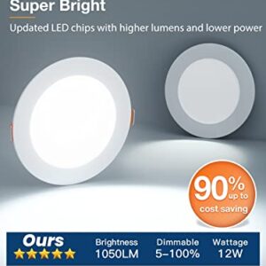 Amico 20 Pack 6 Inch 5CCT Ultra-Thin LED Recessed Ceiling Light with Junction Box, 2700K/3000K/3500K/4000K/5000K Selectable, 12W Eqv 110W, Dimmable Can-Killer Downlight, 1050LM High Brightness - ETL