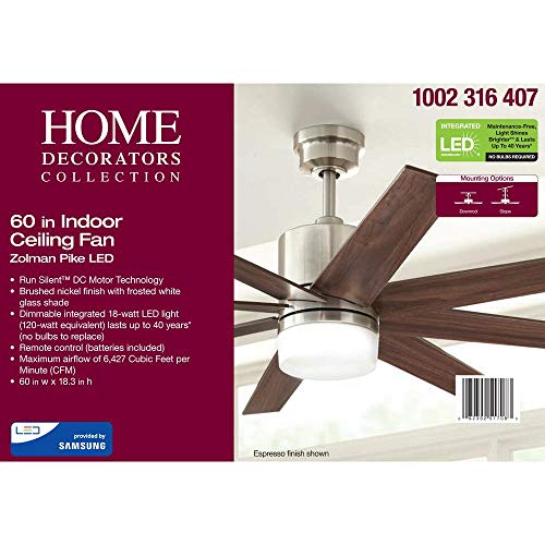 Home Decorators Collection 60 in. Zolman Pike LED DC Brushed Nickel Ceiling Fan with Remote