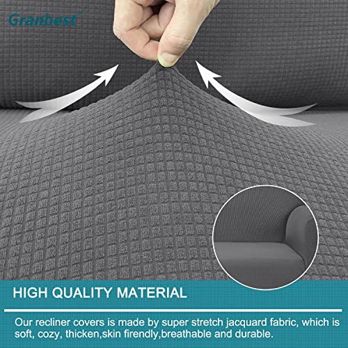 Granbest 4 Piece Waterproof Sectional Cushion Cover for L Shape Sofa, Stretch Separate Cushion Chaise Lounge Cover Elastic Furniture Protector for Kids, Pets, Dogs（3 Seater+Chaise,LightGray）