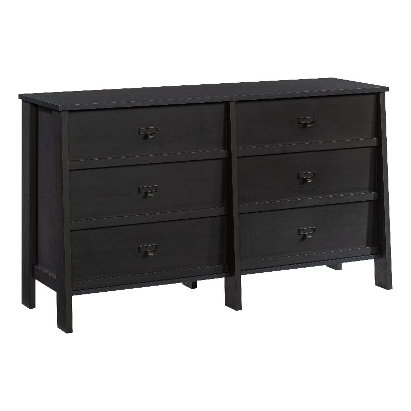 Sauder Trestle Engineered Wood 6 Drawer Dresser in Raven Oak