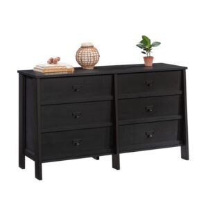 Sauder Trestle Engineered Wood 6 Drawer Dresser in Raven Oak