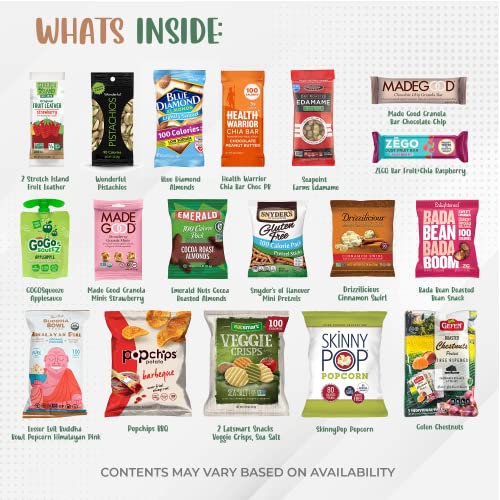 100 CALORIE Snack Packs Care Package | VALENTINES DAY GIFT BASKETS | Vegan, Gluten Free Dairy Free Snacks, Bars & Nuts all 100 calories or Less [20 count] Holiday Gift Basket | Low Calorie Diet Snacks | Snack Food Gifts