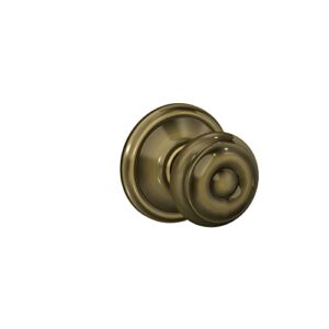 schlage f10 geo 609 georgian door knob, hall & closet passage lock, antique brass