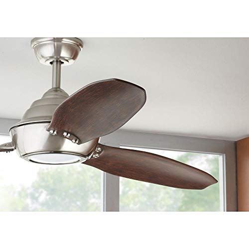 Home Decorators Collection Aero Breeze 60 Inch Integrated LED Indoor/Outdoor Brushed Nickel Ceiling Fan with Light Kit and Remote Control