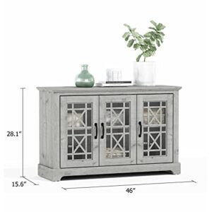 Galano Isadora 3 Door Console Sideboard - Modern Buffet with Distressed Oak Finish - Bookshelf Cabinet for Hallway - Entryway - Foyer or Living Room (Dusty Grey Oak)