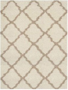 safavieh dallas shag collection 8′ x 10′ ivory/beige sgd257b trellis non-shedding living room bedroom dining room entryway plush 1.5-inch thick area rug