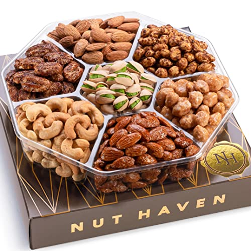 Holiday Nuts Gift Basket - Fresh Sweet & Salty Dry Roasted Gourmet Nuts Gift Basket - Fantastic Food Gift Basket for Men, Birthday, Women, Family, Adults, Christmas, Fathers Day, Mothers Day