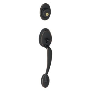 schlage f58 ply 716 plymouth exterior handleset with deadbolt, aged bronze (exterior half only)