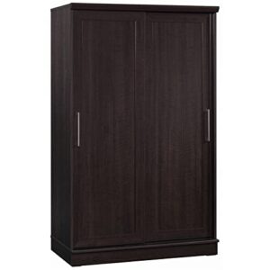 sauder homeplus sliding door wardrobe cabinet in dakota oak, dakota oak finish