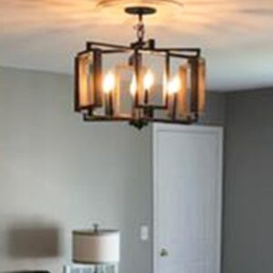 Home Decorators Collection 6-Light Aged Bronze Pendant with Wood Accents