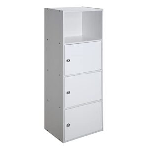 convenience concepts xtra storage 3 door cabinet with shelf, white