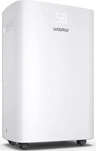 waykar 4500 sq. ft dehumidifier for home with drain hose for bedrooms, basements, bathrooms, laundry rooms – with intelligent control panel and front display, 24 hr timer and 0.66 gallons water tank