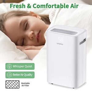 Waykar 4500 Sq. Ft Dehumidifier for Home with Drain Hose for Bedrooms, Basements, Bathrooms, Laundry Rooms - with Intelligent Control Panel and Front Display, 24 Hr Timer and 0.66 Gallons Water Tank