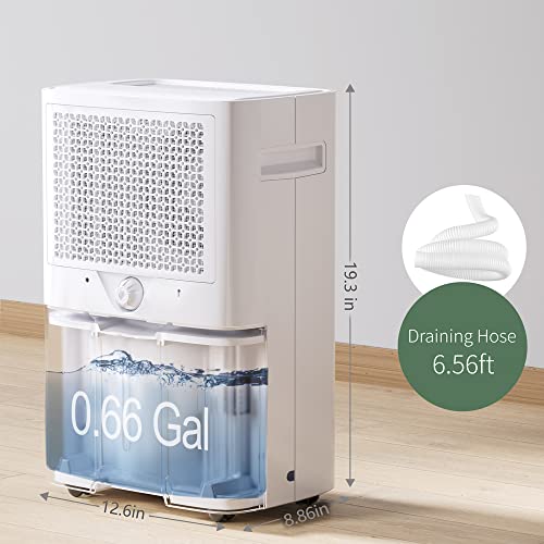 Waykar 4500 Sq. Ft Dehumidifier for Home with Drain Hose for Bedrooms, Basements, Bathrooms, Laundry Rooms - with Intelligent Control Panel and Front Display, 24 Hr Timer and 0.66 Gallons Water Tank