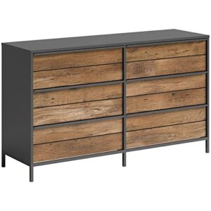 sauder 427351 boulevard café 6 drawer dresser – vintage oak® finish & black