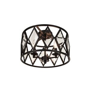 Evolution Lighting 20364-001 3-Light 15 in. Bronze Prismatic Glass Flushmount