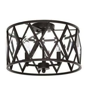 Evolution Lighting 20364-001 3-Light 15 in. Bronze Prismatic Glass Flushmount