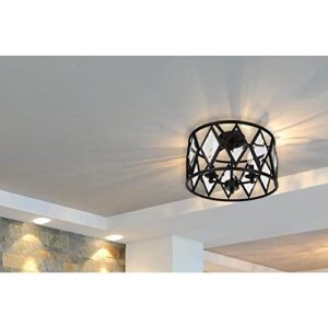 Evolution Lighting 20364-001 3-Light 15 in. Bronze Prismatic Glass Flushmount