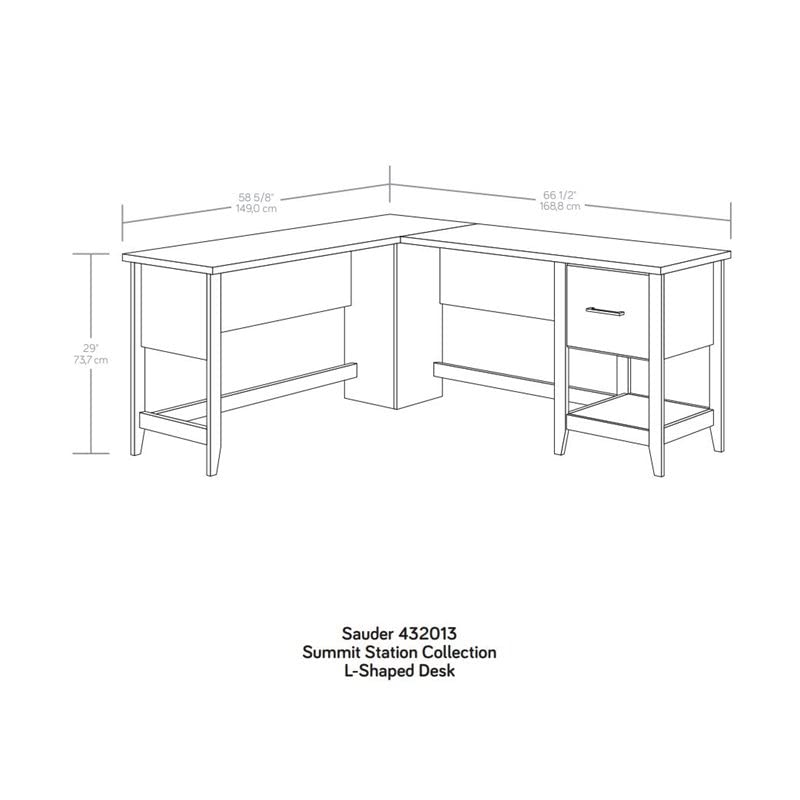 Sauder Summit Station Engineered Wood L-Shaped Desk in Glacier Oak