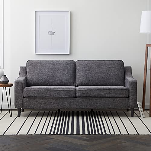 Edenbrook Jensen Upholstered Couch - Couches for Living Room - Charcoal Upholstered Couch - Living Room Furniture - Small Couch - Seats Three - Scoop Arm Modern Couch