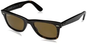 ray-ban rb2140 original wayfarer icons polarized sunglasses, tortoise/brown, 50mm