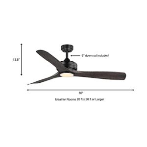 Home Decorators Bayshire 60 in. LED IndoorOutdoor Matte Black Ceiling Fan with Remote Control and White Color Changing Light Kit (102L60MBKDDW)