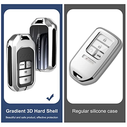 BOAVELL for Honda Key Fob Cover, Keychain, Glaring Gradient Tempered Glass and Metal Made for Honda Accord CRV Pilot Odyssey Passport JED Crosstour Crider Keyless Smart Key Cover