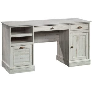 sauder barrister lane home office executive desk in white plank, white plank finish