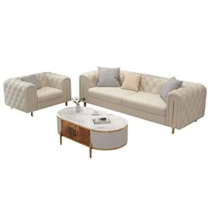 AENY Living Room Fabric Post- Fabric Leather Single Three-Person Sofa Combination