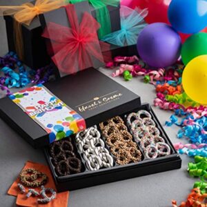 Hazel & Creme Chocolate Covered Pretzels - HAPPY BIRTHDAY Chocolate Gift Box - Birthday Food Gifts - Gourmet Food Gift (Extra Large Box)