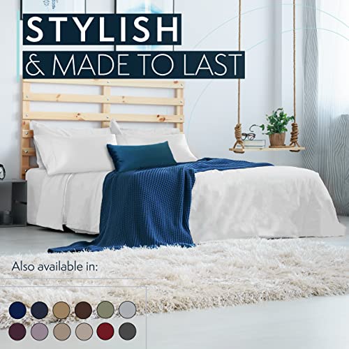 HC Collection Bed Sheets Set, HOTEL LUXURY Platinum Collection 1800 Series Bedding Set, Deep Pockets, Wrinkle & Fade Resistant, Hypoallergenic Sheet & Pillow Case Set (Queen, White)