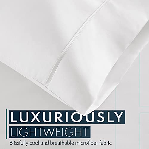 HC Collection Bed Sheets Set, HOTEL LUXURY Platinum Collection 1800 Series Bedding Set, Deep Pockets, Wrinkle & Fade Resistant, Hypoallergenic Sheet & Pillow Case Set (Queen, White)