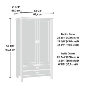 Sauder Cottage Road Armoire, L: 32.44" x W: 21.73" x H: 59.17", Mystic Oak Finish & Cottage Road Dresser, L: 56.77" x W: 19.29" x H: 35.35", Mystic Oak Finish