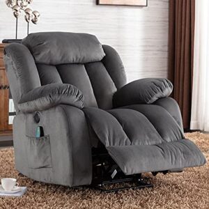 ANJ Electric Massage Power Lift Recliner Chair Sofa with Heat & Vibration for Elderly, Heavy Duty and Safety Motion Reclining Mechanism, Overstuffed Motorized Reclining Chairs with USB Port (Grey)