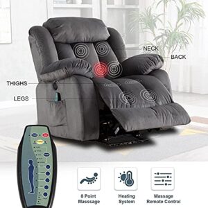 ANJ Electric Massage Power Lift Recliner Chair Sofa with Heat & Vibration for Elderly, Heavy Duty and Safety Motion Reclining Mechanism, Overstuffed Motorized Reclining Chairs with USB Port (Grey)