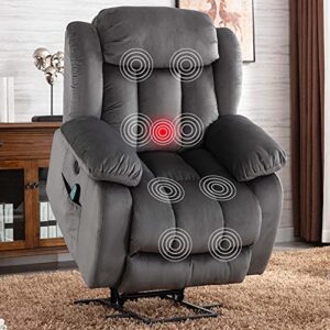 ANJ Electric Massage Power Lift Recliner Chair Sofa with Heat & Vibration for Elderly, Heavy Duty and Safety Motion Reclining Mechanism, Overstuffed Motorized Reclining Chairs with USB Port (Grey)