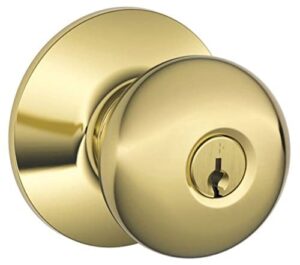 schlage f51a plymouth keyed entry lock c keyway with 16211 latch 10063 strike bright brass finish